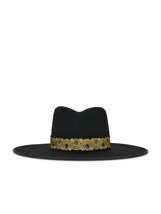 ? Lack of Color Noir Rancher Special Hat Gold Ribbon Wool Fedora Sz M NWT ✨